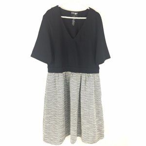 Lord & Taylor Dress Womens 16W Black White Tweed